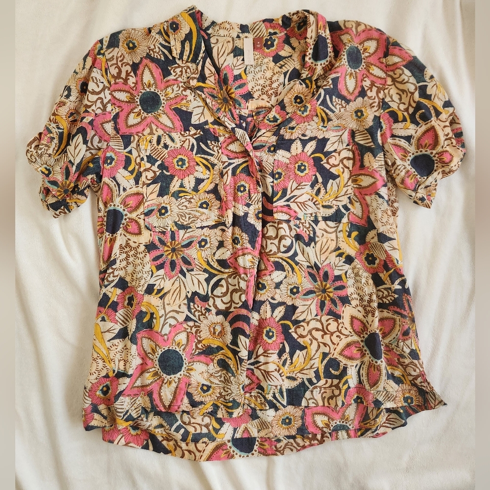 Anthropology Pilcro Multicolor Floral Top